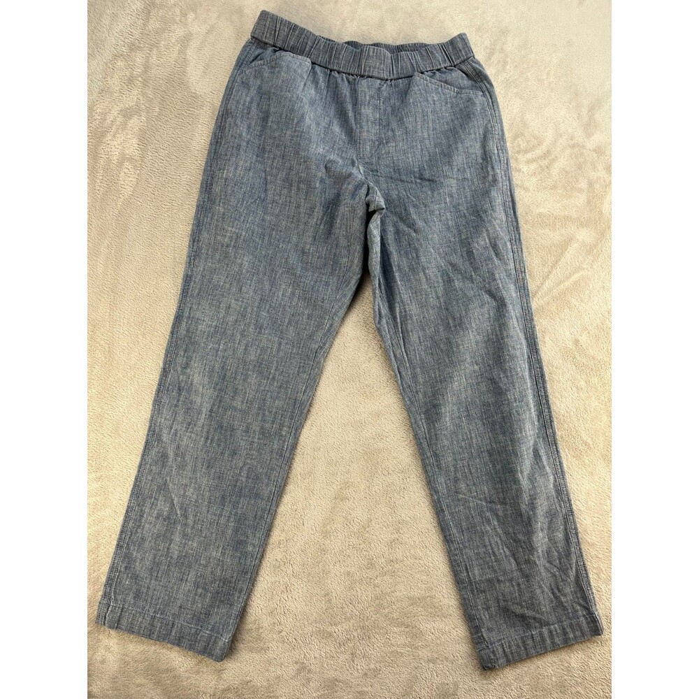 Lands End Ankle Pants Womens 2 Petite Blue Pull On Tapper Leg Casual Cotton